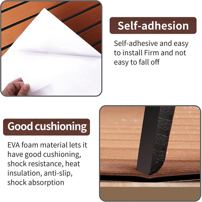Avtoit | 94.5''x36'' EVA Foam Teak Floor Decking Sheet,Non-Skid-Self-Adhesive Flooring Synthetic Deck,Marine Yacht RV Boat Flooring Mats