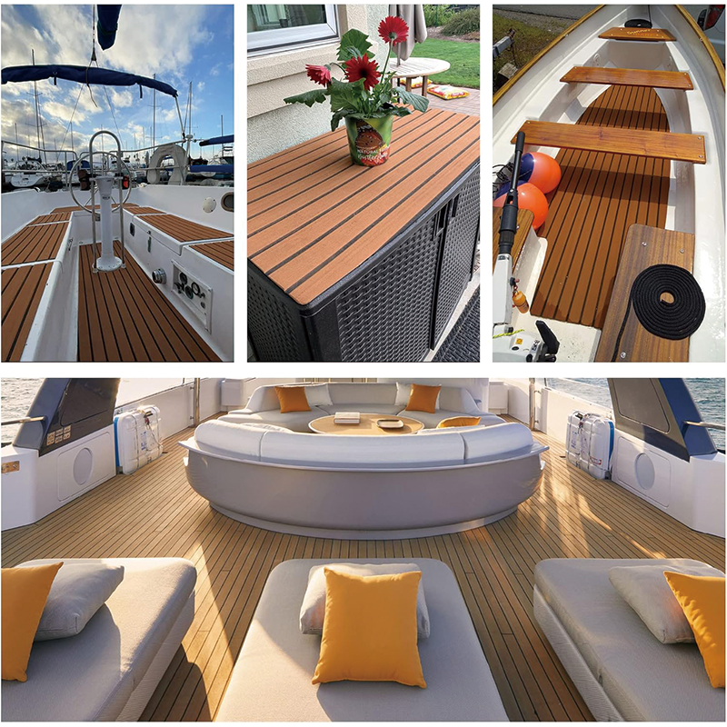 Avtoit | 94.5''x36'' EVA Foam Teak Floor Decking Sheet,Non-Skid-Self-Adhesive Flooring Synthetic Deck,Marine Yacht RV Boat Flooring Mats