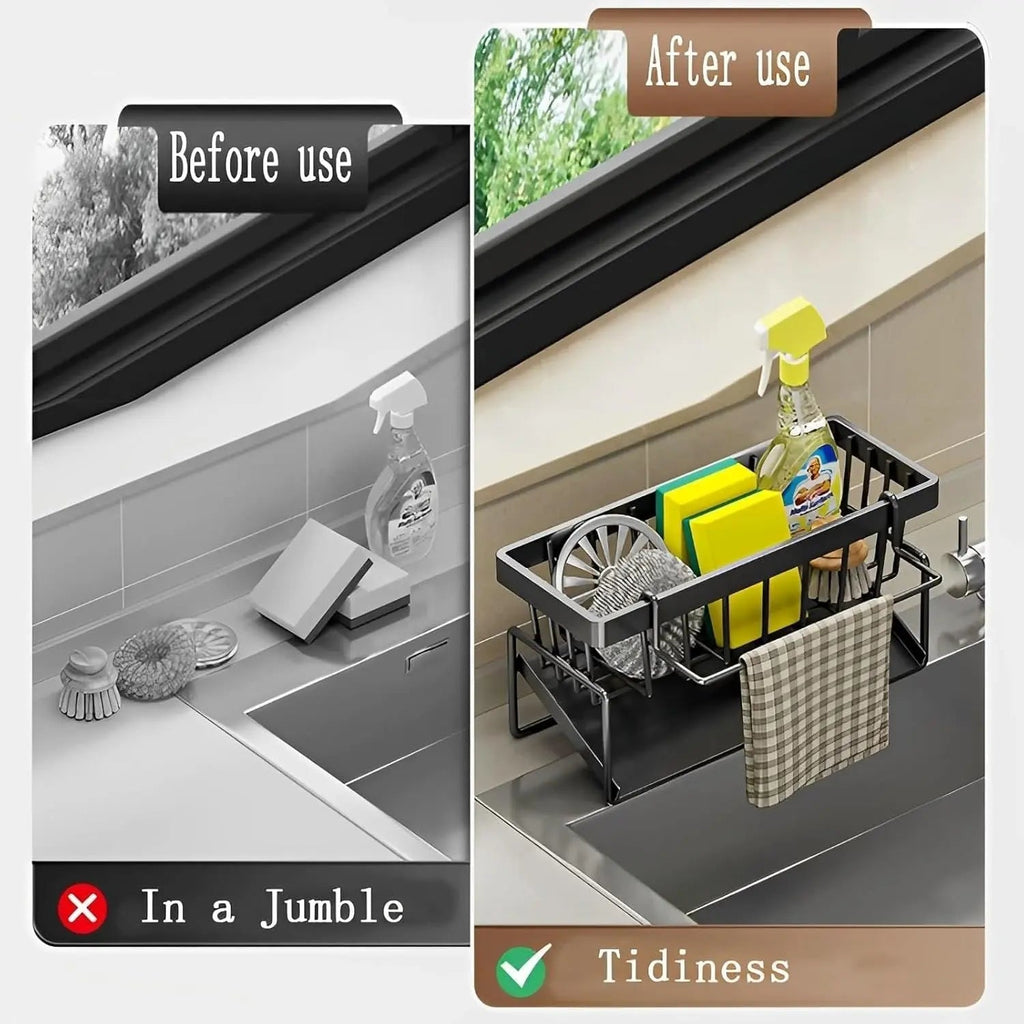 Avtoit | Stainless Steel Sink Organizer – With Towel Holder & Drain for Clean Order