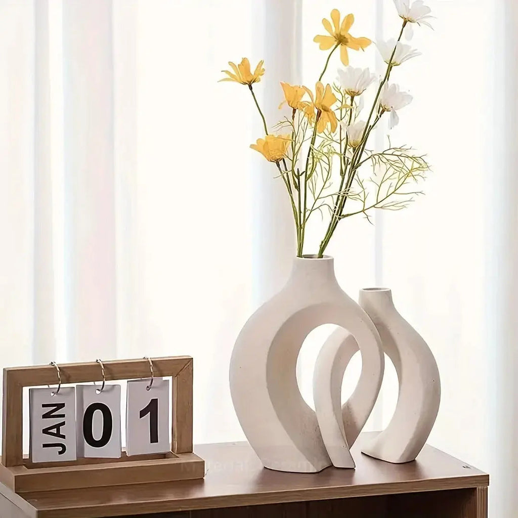 Avtoit | Unique Round Hollow 2-in-1 Nordic Ceramic Vase