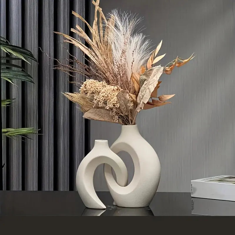Avtoit | Unique Round Hollow 2-in-1 Nordic Ceramic Vase