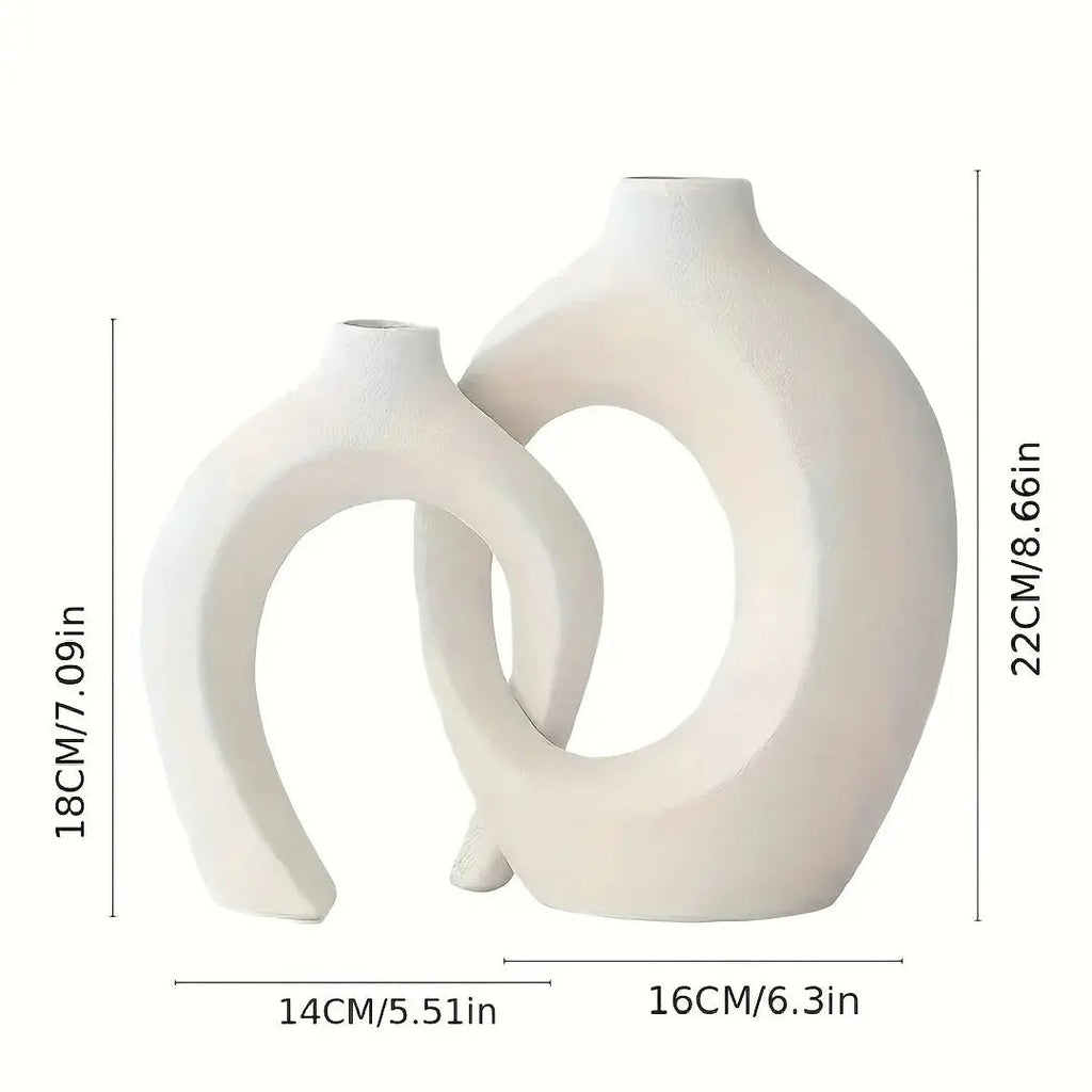 Avtoit | Unique Round Hollow 2-in-1 Nordic Ceramic Vase