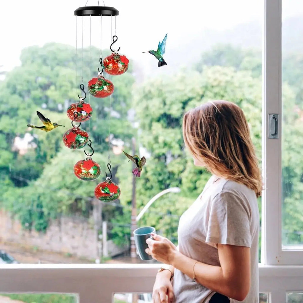 Avtoit | Elegant Hummingbird Feeder Station with Wind Chimes – Effortlessly Attracts Birds