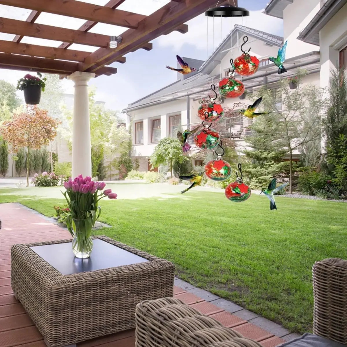 Avtoit | Elegant Hummingbird Feeder Station with Wind Chimes – Effortlessly Attracts Birds
