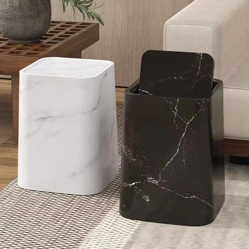 Avtoit | Elegant trash can in marble design with swing lid