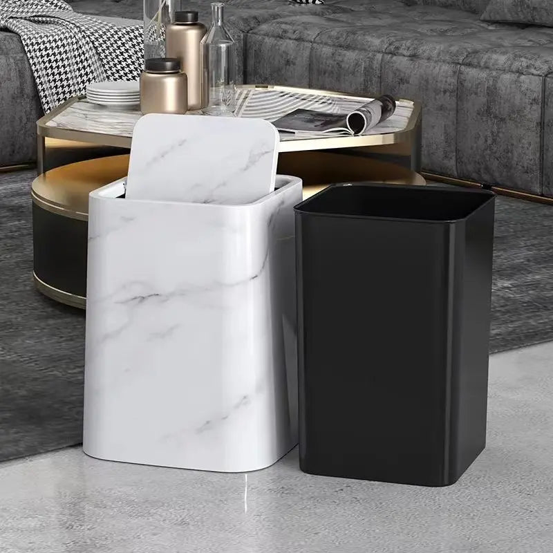 Avtoit | Elegant trash can in marble design with swing lid