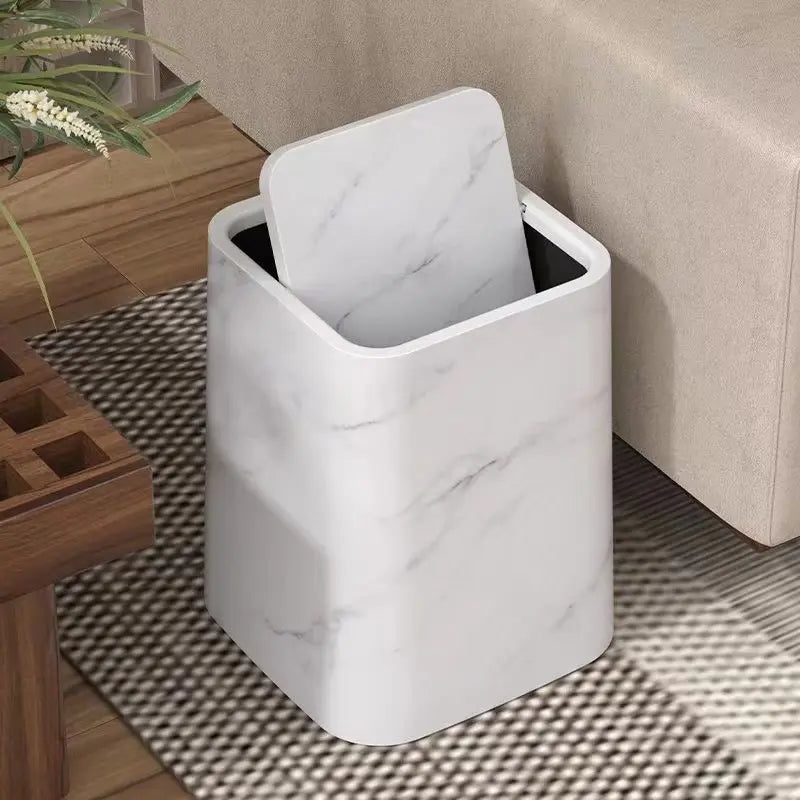 Avtoit | Elegant trash can in marble design with swing lid