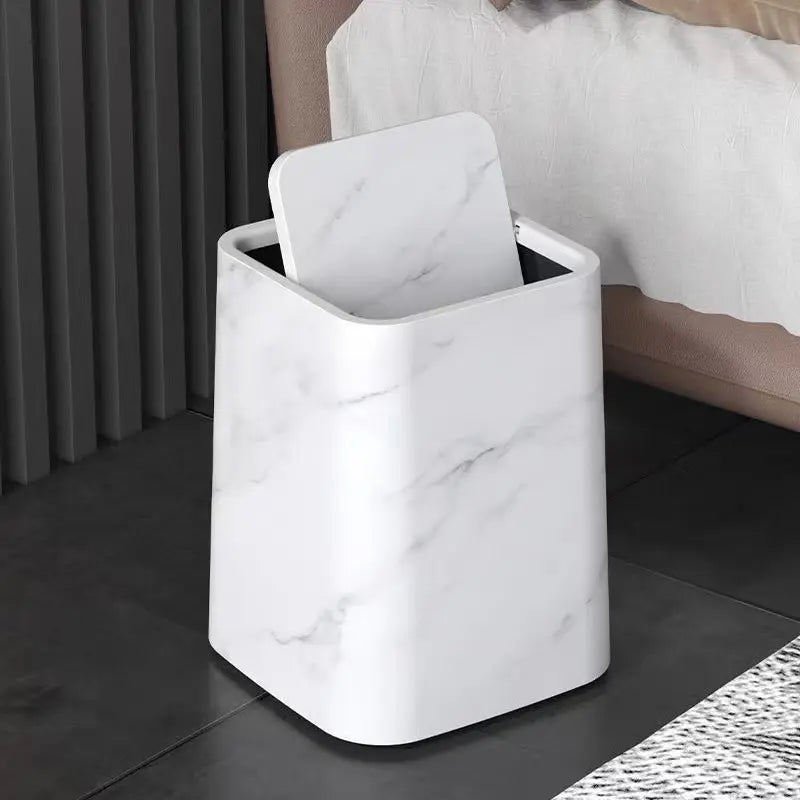 Avtoit | Elegant trash can in marble design with swing lid