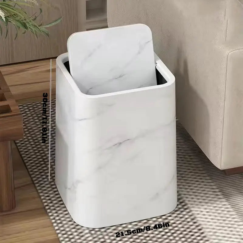 Avtoit | Elegant trash can in marble design with swing lid