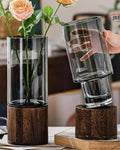 Avtoit | Glass flower vase with wooden base
