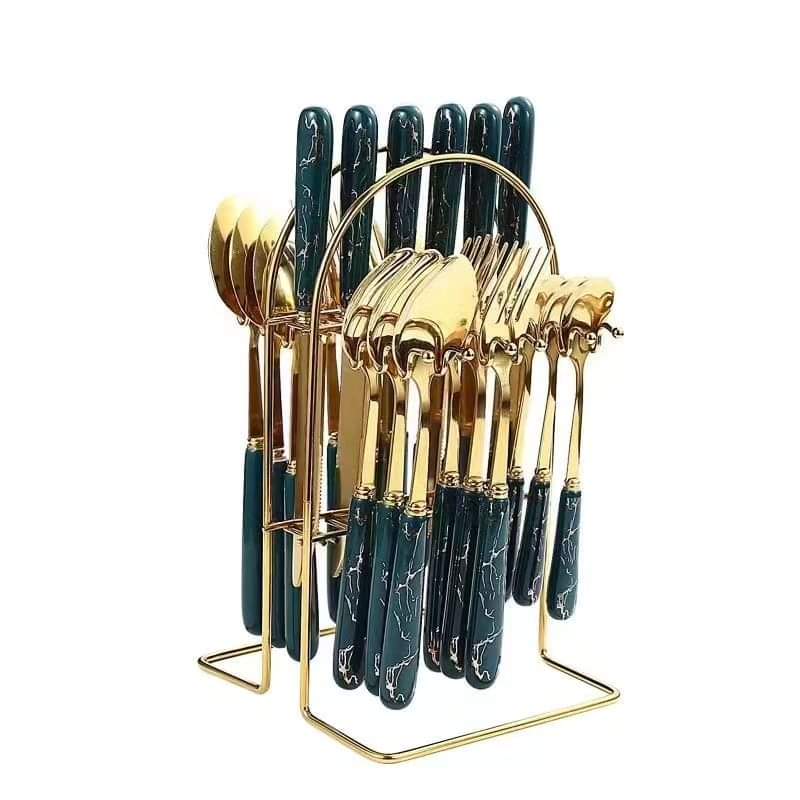 Avtoit | 24-piece cutlery set with green handle