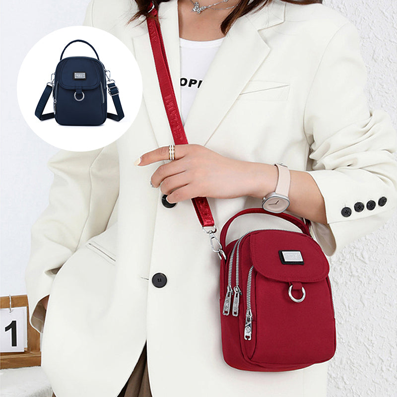 Water-Resistant Crossbody Phone Bag with Multiple Pockets and Adjustable Strap