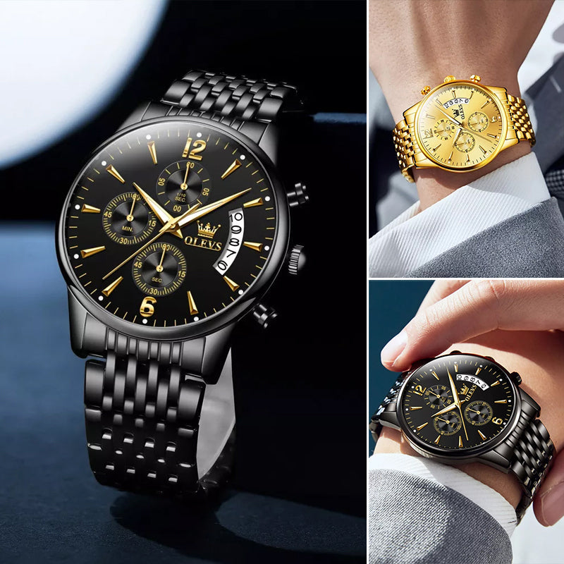 Avtoit | Luxury Gold Three-Eye Chronograph Dial Automatic Mechanical Watch