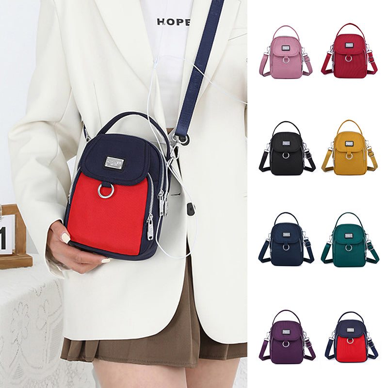 Water-Resistant Crossbody Phone Bag with Multiple Pockets and Adjustable Strap