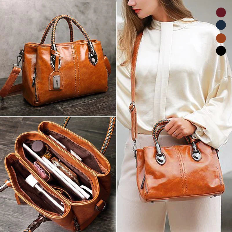 Avtoit | New oil wax leather handbags Boston soft leather large tote bag