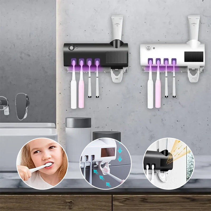 Avtoit | Smart UV Light Sterilizer Toothbrush Holder, Wall Mounted Toothpaste Dispenser