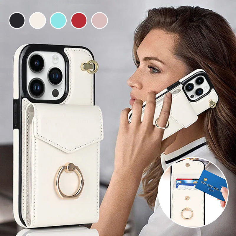 Avtoit | Leather Wallet Case with Ring & Lanyard for iPhone