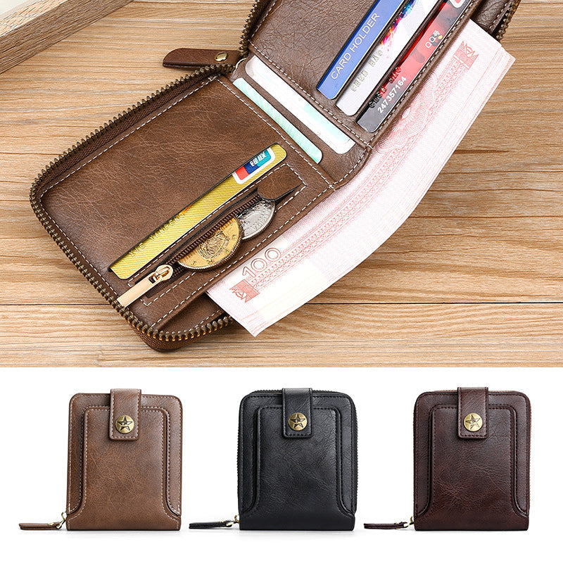 Avtoit | Men's New Short Fashion Multi-Cards Horizontal Zipper Wallet