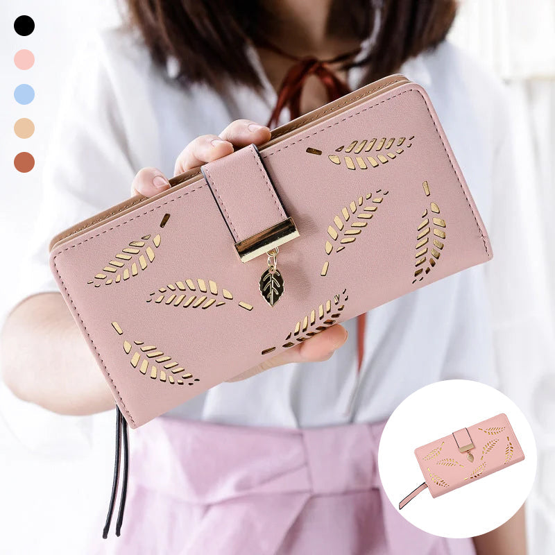 Avtoit | Long wallet for women with leaf pattern