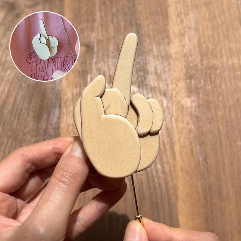 Avtoit | Funny Wooden Finger Brooch