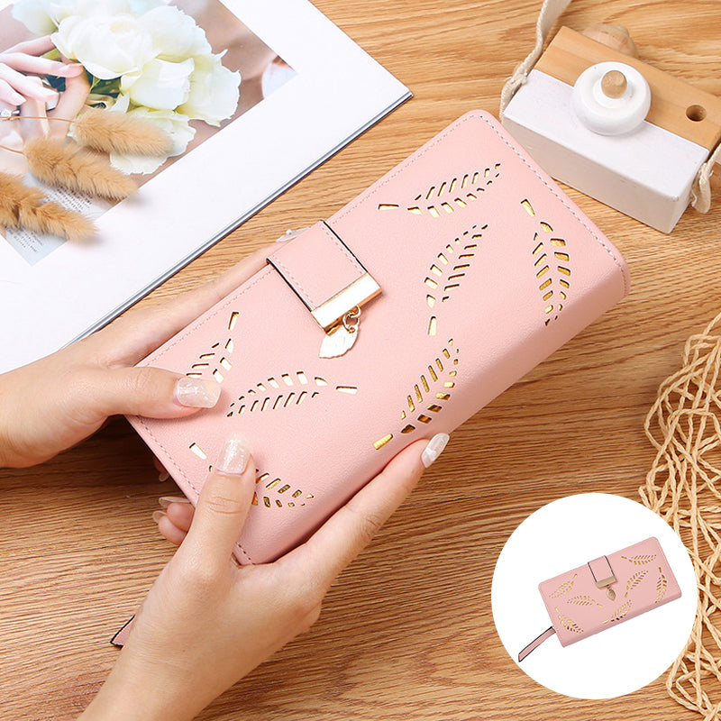 Avtoit | Long wallet for women with leaf pattern