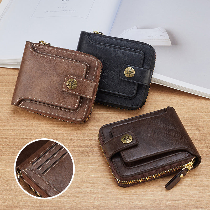 Avtoit | Men's New Short Fashion Multi-Cards Horizontal Zipper Wallet