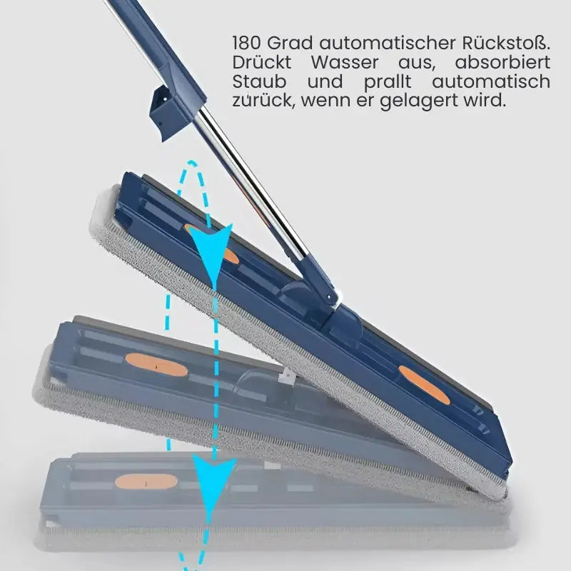 Flat Mop and Bucket Set with Hands-Free Drainage and 360-Degree Head