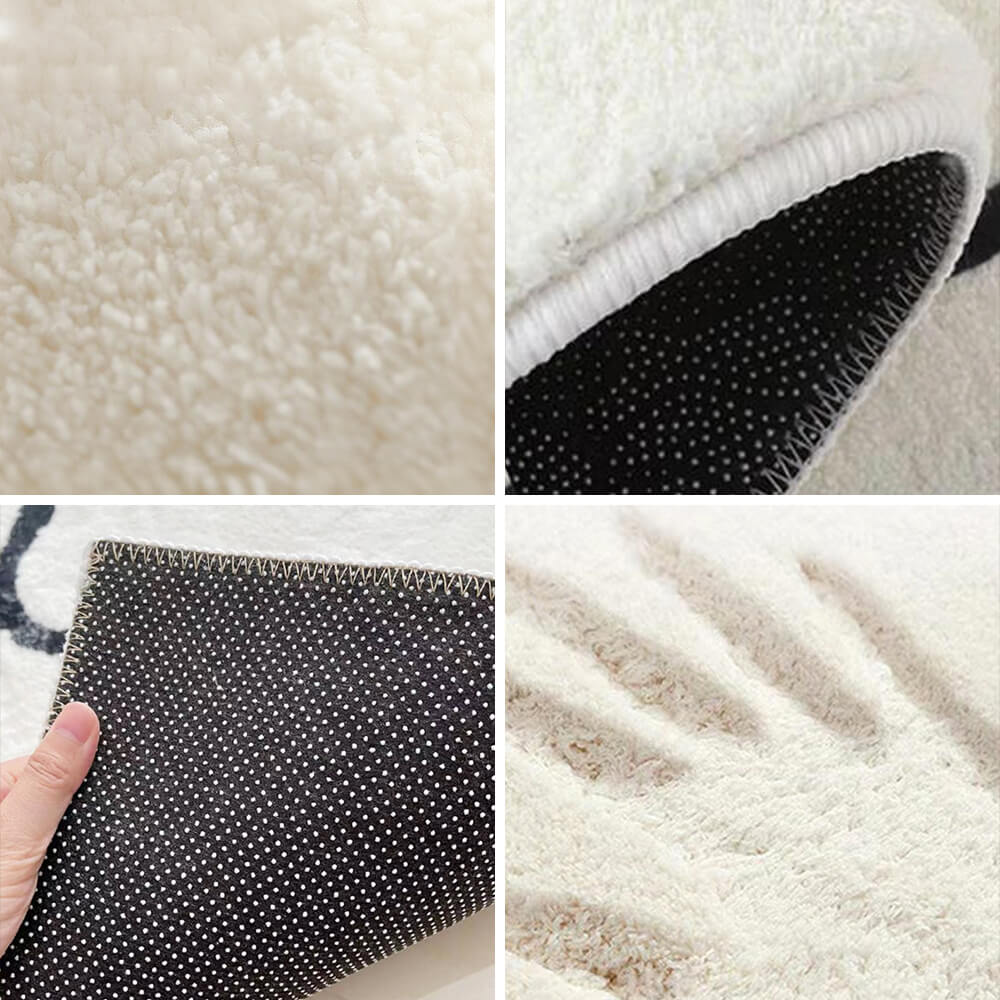 Avtoit | Faux Cashmere Checkered Cozy Nightstand Rug Irregular Shape Rug