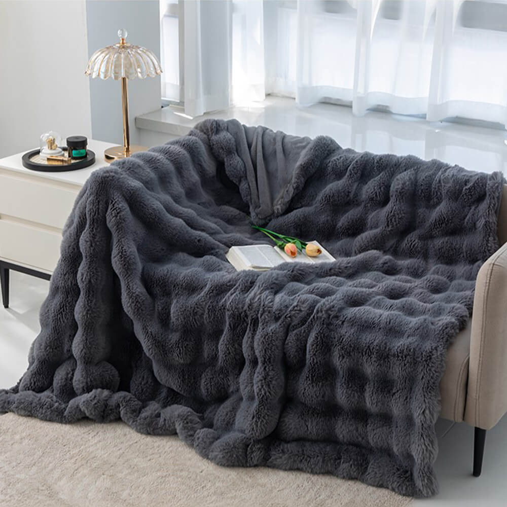 Avtoit | Premium Bubble Double Layer Thick Faux Rabbit Fur Blanket