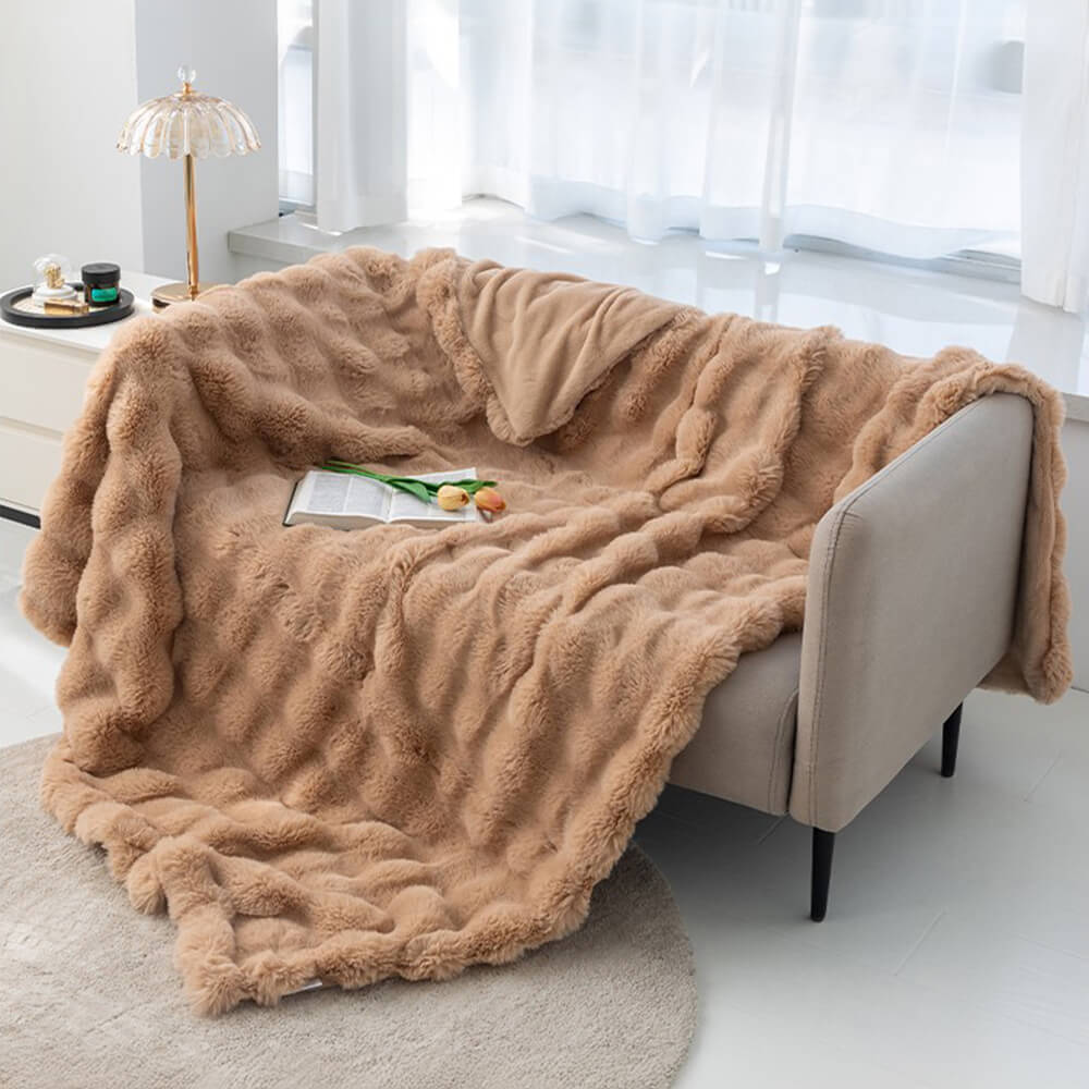 Avtoit | Premium Bubble Double Layer Thick Faux Rabbit Fur Blanket