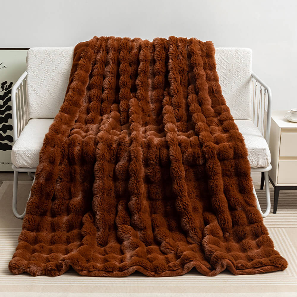 Avtoit | Premium Bubble Double Layer Thick Faux Rabbit Fur Blanket