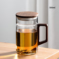 Avtoit | GIANXI Tea cup with moon filter Japanese wooden handle heat-resistant glass cups tea leaf separation tea cup set
