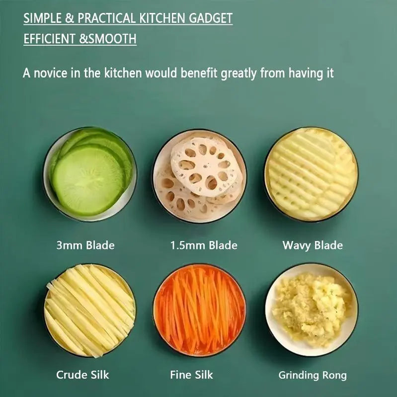 Avtoit | Vegetable slicer and grater with 6 blades made of stainless steel and safety device