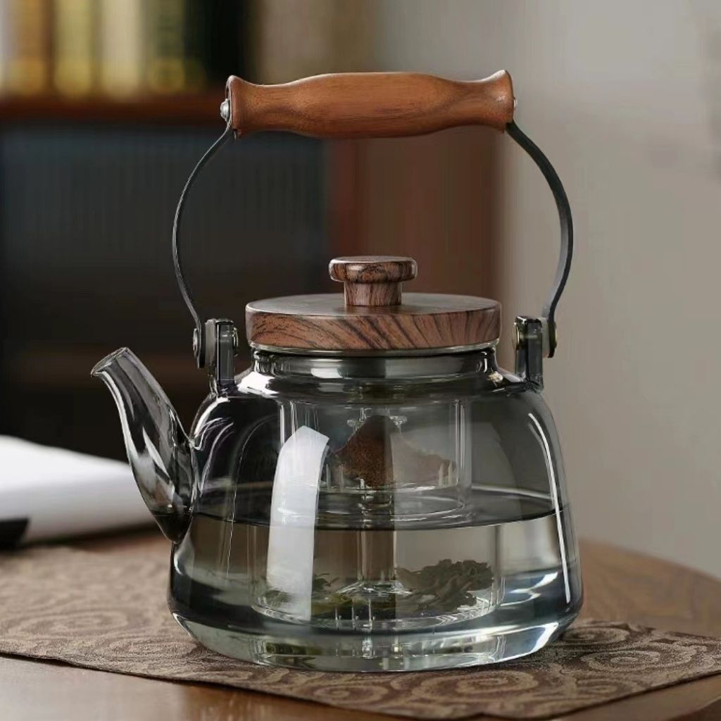 Avtoit | Zoie Glass Teapot with Infuser – Heat-Resistant 1000ml Borosilicate Kettle with Wooden Handle