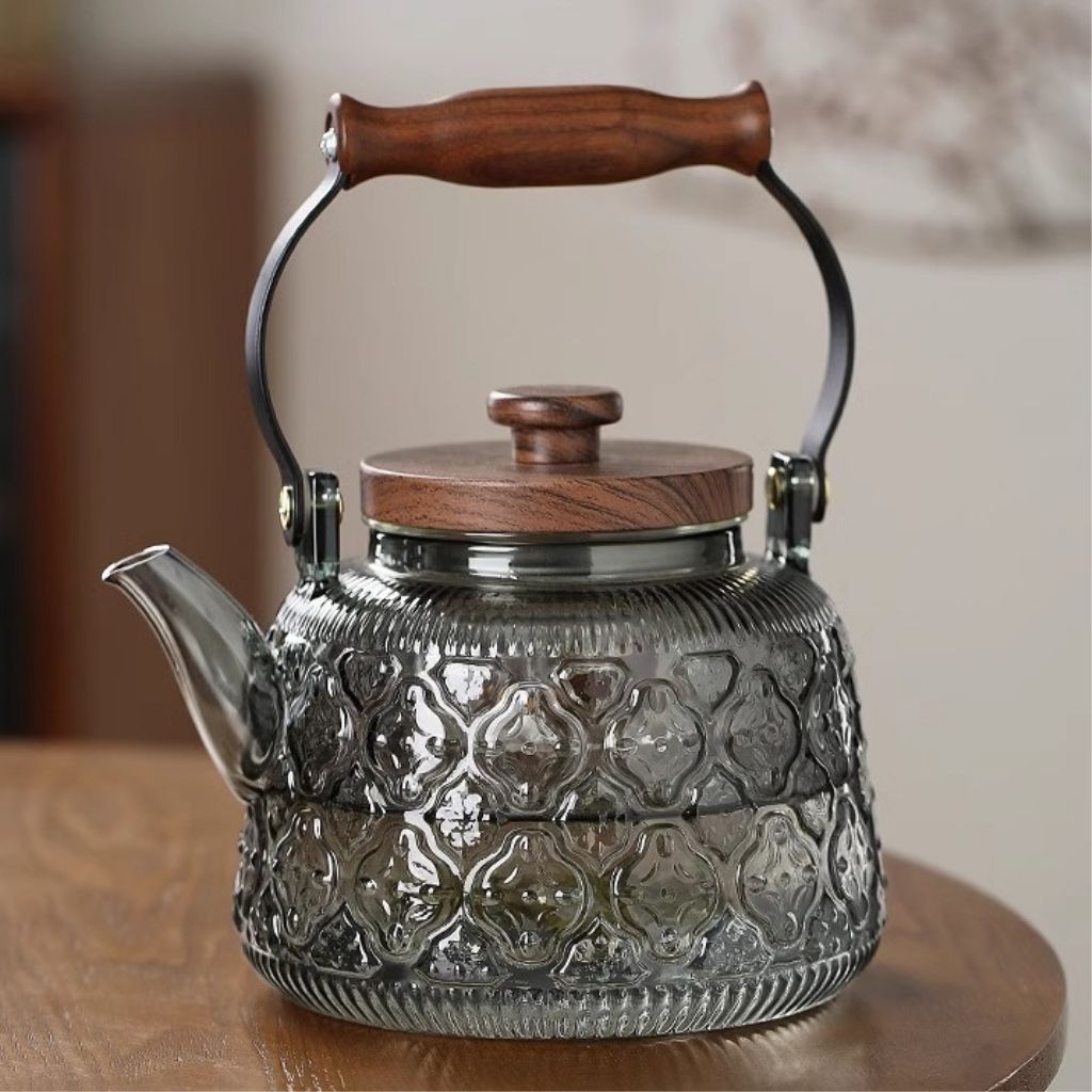 Avtoit | Zoie Glass Teapot with Infuser – Heat-Resistant 1000ml Borosilicate Kettle with Wooden Handle