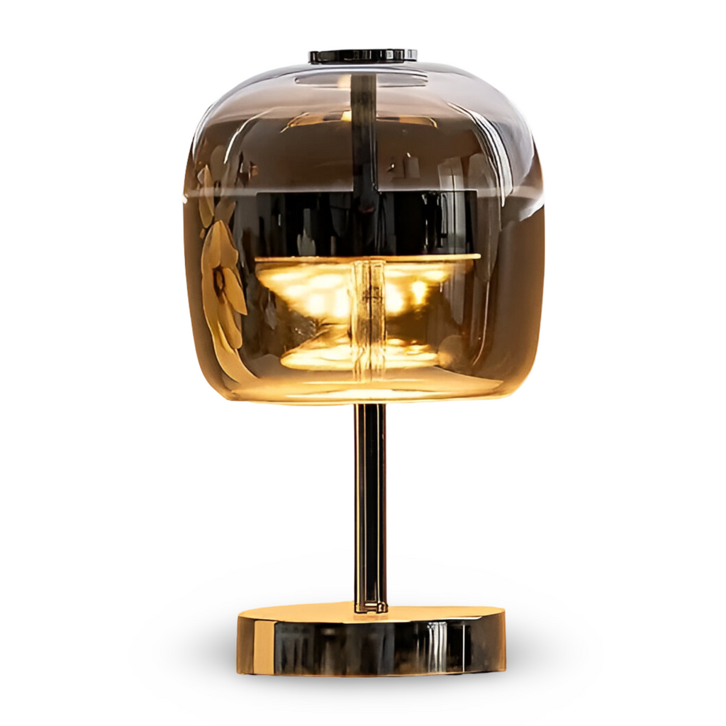 Avtoit | Gleam Glass Table Lamp – Smoky Grey USB-Powered Dimmable LED Light for Bedroom & Desk