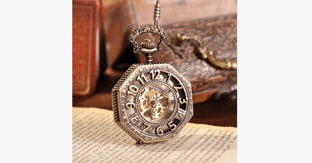 Avtoit | Golden Treasure Mechanical Pocket Watch - Vintage and Antique Look with an Admirable Design