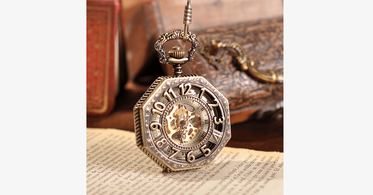 Avtoit | Golden Treasure Mechanical Pocket Watch - Vintage and Antique Look with an Admirable Design