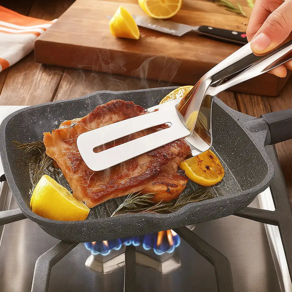 Avtoit | Grill tongs made of stainless steel – 2-in-1 spatula & gripping tongs