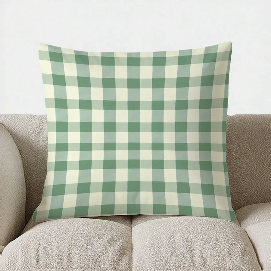 Avtoit | Green-White Checked Cushion Cover 40x40 | Decorative Cushion Cover