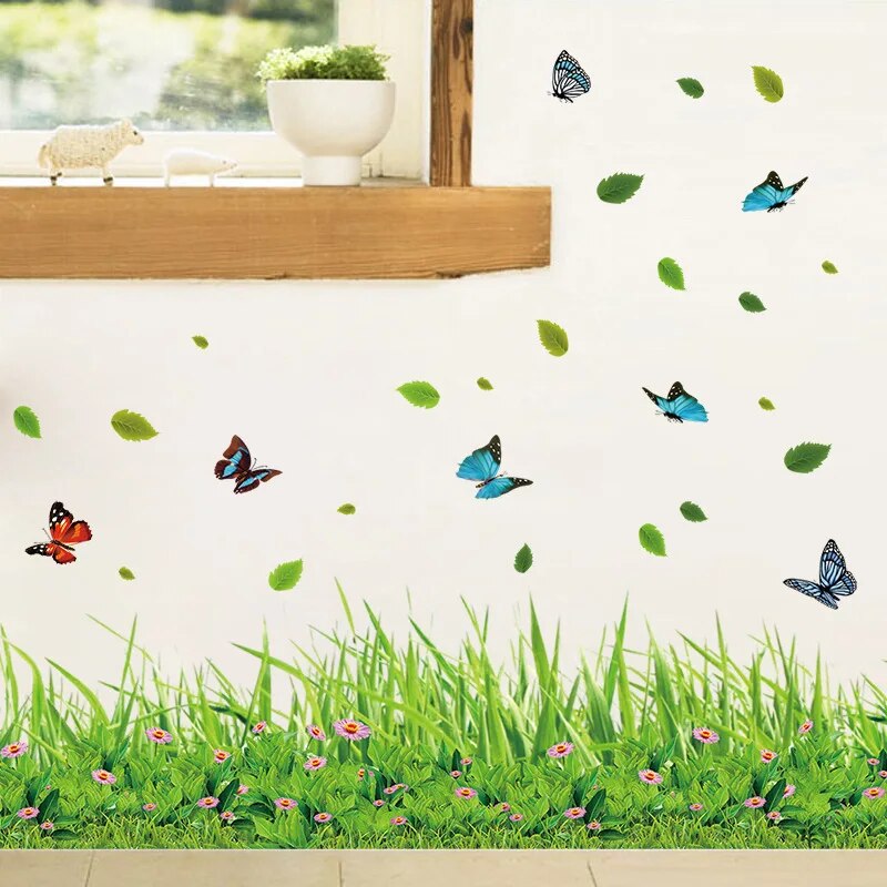 Avtoit | Serene Springtime Butterfly Green Grass Wall Stickers