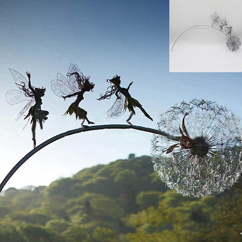 Avtoit | Fairies and Dandelions Dancing Together Sculpture for Outdoor Garden
