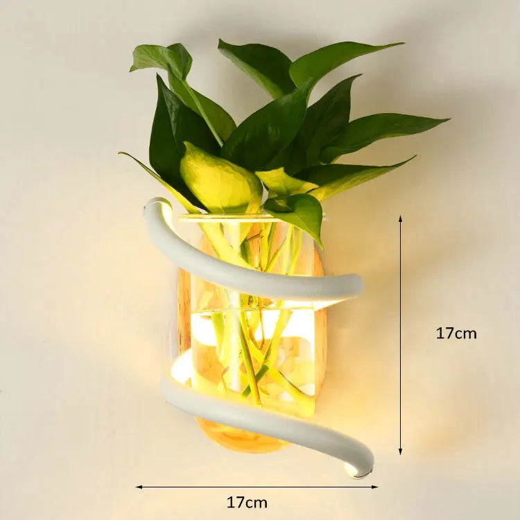 Avtoit | Nordic Unique Wooden Outdoor Wall Vase Lamp