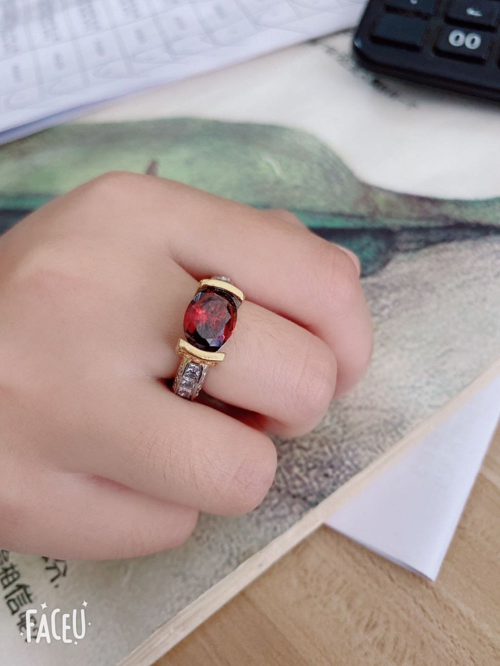 Avtoit | Fashion New Ring With Red Stones For Women Vintage Crystal Zircon Rings
