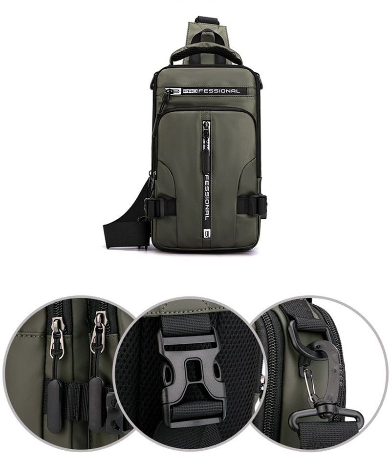 Avtoit | Waterproof Oxford Crossbody Bag, Anti-Theft Sling Bag, USB Charging & Multi-Pocket Design