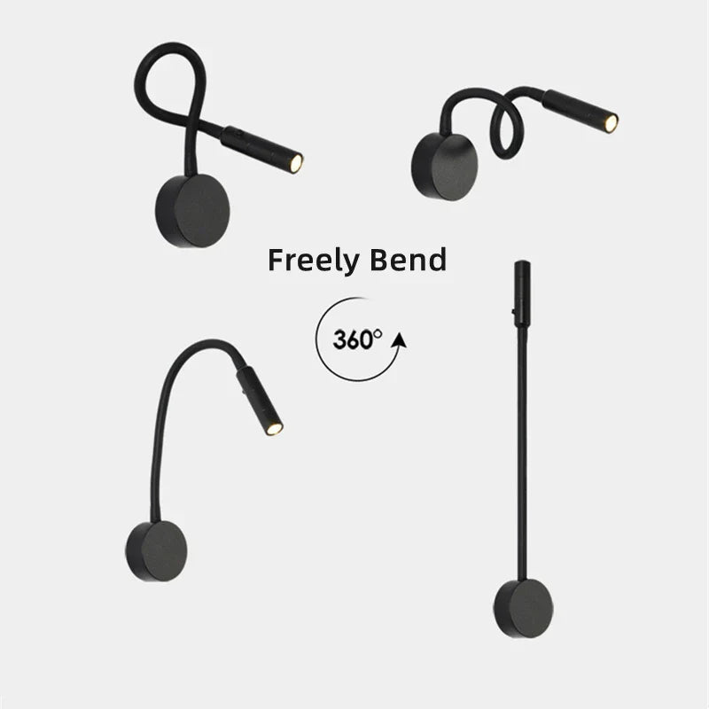 Avtoit | Modern Flexible LED Reading Wall Lamp with Switch for Bedroom and Study - 1W/3W