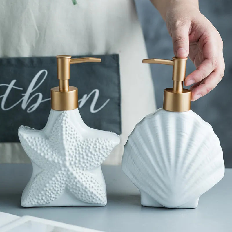 Avtoit | AquaNaut Soap Dispenser | Maritime Design | Shell & Starfish Motif | Bathroom Decor