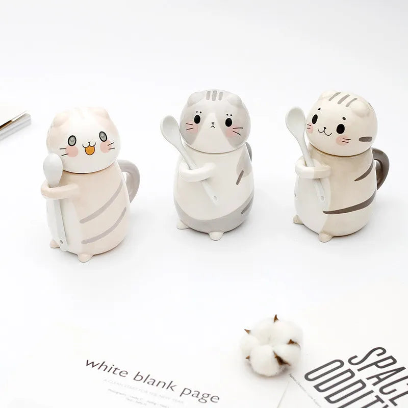 Avtoit | Lucky Cat Ceramic Coffee Mug with Spoon