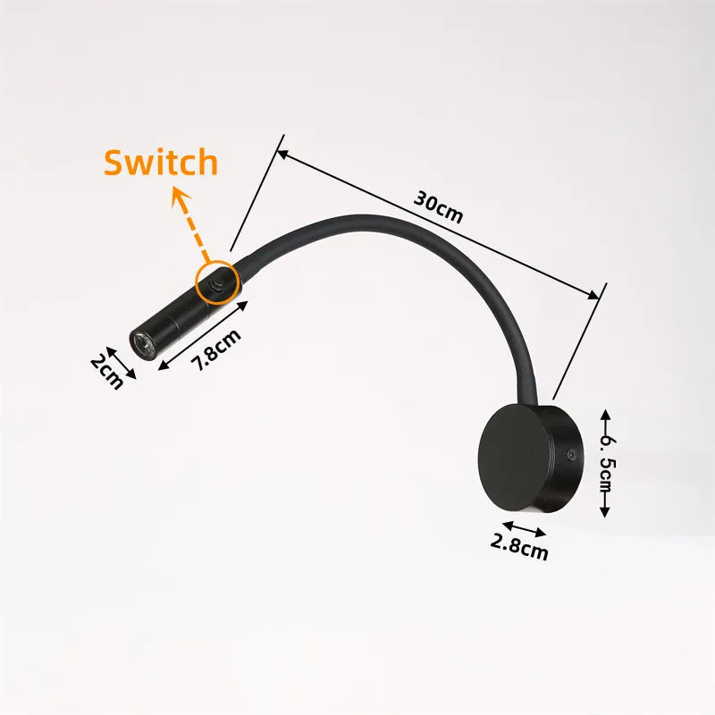 Avtoit | Modern Flexible LED Reading Wall Lamp with Switch for Bedroom and Study - 1W/3W
