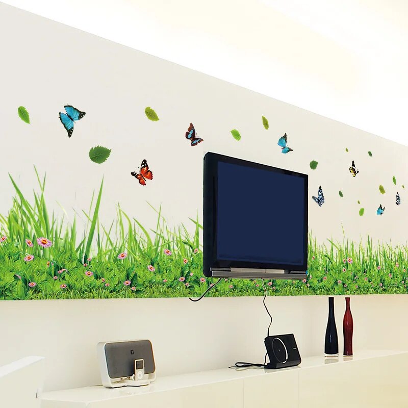Avtoit | Serene Springtime Butterfly Green Grass Wall Stickers
